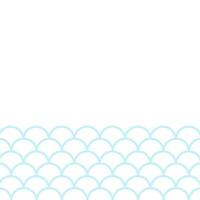 Fish scales border, abstract waves frame, vector design template