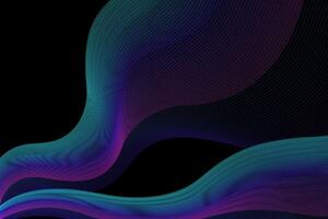 Vector abstract background. Multicolored dynamic lines on a black background. Color waves. Background for design