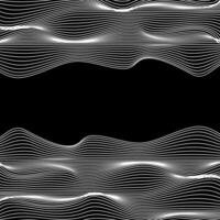 Linear abstract waves on dark background, Vector banner border