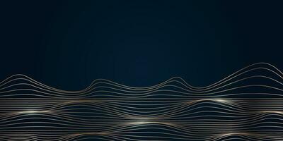 Linear golden abstract waves. Vector design banner poster. Minimalist modern background