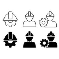 Engineer icon vector set. Builder illustration sign collection. Brigadier symbol. Architect logo.