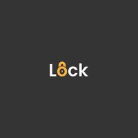 lock word with padlock icon as letter O logo design creative concept vector