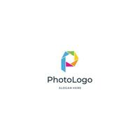 shutter symbol combine with letter P logo design on isolated background vector