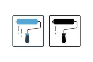 Paint Roller icon. icon related to painting. used in house painting. solid icon style. Simple vector design editable