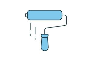 Paint Roller icon. icon related to painting. used in house painting. flat line icon style. Simple vector design editable