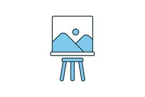 Canvas board icon. icon related to painting. Painting surface. flat line icon style. Simple vector design editable