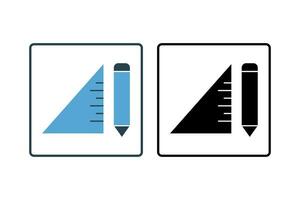 ruler and pen icon. Icon related to stationery. solid icon style. Simple vector design editable