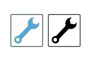 Wrench Icon. Icon related to repair, maintenance, assembly, applications and user interfaces. solid icon style. Simple vector design editable