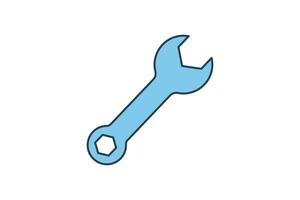 Wrench Icon. Icon related to repair, maintenance, assembly, applications and user interfaces. flat line icon style. Simple vector design editable