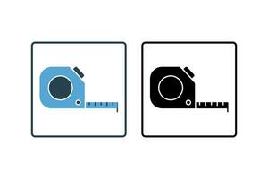 Tape Measure Icon. Icon related to measurement, construction, home improvement, applications, user interfaces. solid icon style. Simple vector design editable