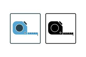 Tape Measure Icon. Icon related to measurement, construction, home improvement, applications, user interfaces. solid icon style. Simple vector design editable