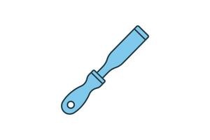 Chisel Icon. Icon related to woodworking, sculpting, crafting, applications, user interfaces. flat line icon style. Simple vector design editable