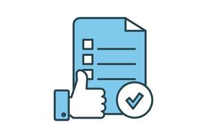 Approval Icon. Icon related to survey. flat line icon style. Simple vector design editable