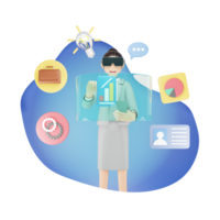 Strategic Business Planning in the Metaverse - 3D Character Illustration of a Creative and Futuristic Approach png