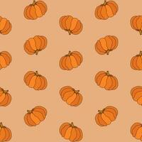 Colorful seamless pattern with hand drawn doodle Halloween pumpkins. vector