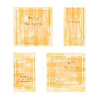 Set of watercolor backgrounds, Halloween social media templates with doodle pumpkins for banner post and stories, invitations or greeting cards with copy space. vector