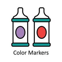 Color Markers Filled outline Icon Design illustration. Art and Crafts Symbol on White background EPS 10 File vector