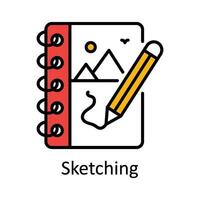 Sketching Filled outline Icon Design illustration. Art and Crafts Symbol on White background EPS 10 File vector