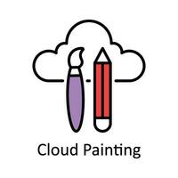 Cloud Painting Filled outline Icon Design illustration. Art and Crafts Symbol on White background EPS 10 File vector