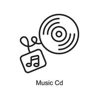 música discos compactos vector contorno icono diseño ilustración. Arte y artesanía símbolo en blanco antecedentes eps 10 archivo