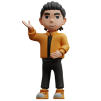 3d illustration boy found a pose pointing something png