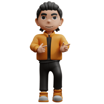 3d illustration pojke hittades en utgör pekande något png