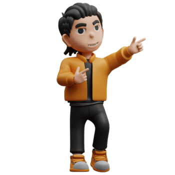 3d illustration pojke hittades en utgör pekande något png