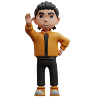 3D Illustration Boy waving hand png