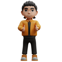 3D Illustration Boy giving thumbs up png