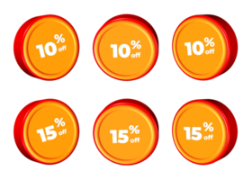 3d bundel van uitverkoop korting percentage rood oranje kleur png