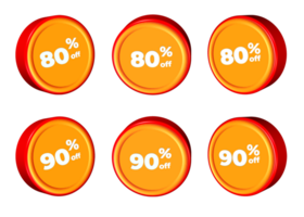 3D bundle of sale discount percentage  red orange color png