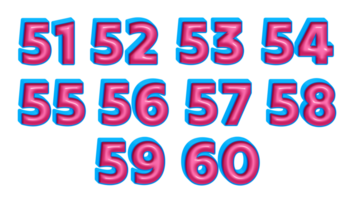 3d fascio di numero blu rosa lucido colore png