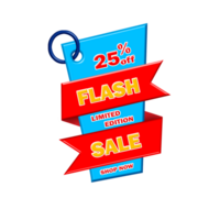 3d label flash uitverkoop korting percentage rood, geel, blauw kleur png