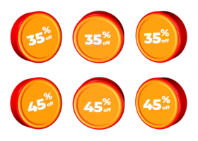 3d fascio di vendita sconto percentuale rosso arancia colore png