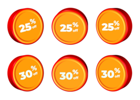 3D bundle of sale discount percentage  red orange color png