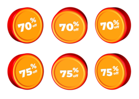 3D bundle of sale discount percentage  red orange color png