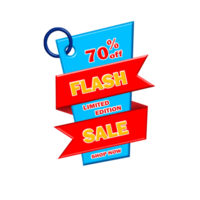 3D tag flash sale discount percentage  red,yellow,blue color png