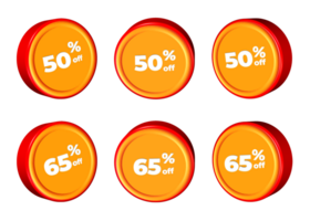 3d bundel van uitverkoop korting percentage rood oranje kleur png