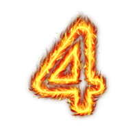 Burning Number Four Fire Flames effect Illustration On transparent Background, Burning Number Four On A White Or Transparent Background png