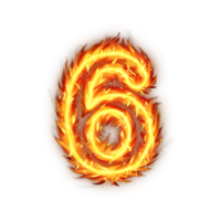 queimando número seis fogo chamas efeito ilustração em transparente fundo, queimando número seis em uma transparente fundo png