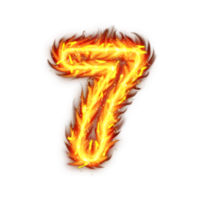 queimando número Sete fogo chamas efeito ilustração em transparente fundo, queimando número Sete em uma transparente fundo png