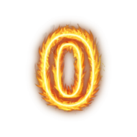 número 0 0 fuego llamas efecto ilustración en transparente fondo, ardiente número cero en un blanco o transparente antecedentes png