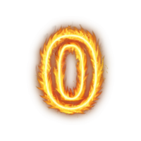 Nummer 0 Feuer Flammen bewirken Illustration auf transparent Hintergrund, Verbrennung Nummer Null auf ein Weiß oder transparent Hintergrund png