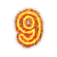 Burning Number Nine Fire Flames effect Illustration On transparent Background, Burning Number Nine On A Transparent Background png