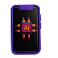 Artificial intelligence hand phone illustration 3d png