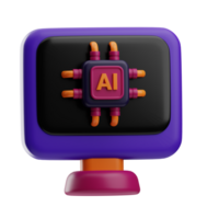 Artificial intelligence computer illustration 3d png