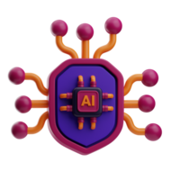 Artificial intelligence protection illustration 3d png