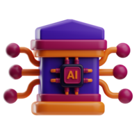 Artificial intelligence house illustration 3d png