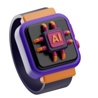 Artificial intelligence smart watch illustration 3d png