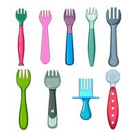 toddler fork set cartoon vector illustration